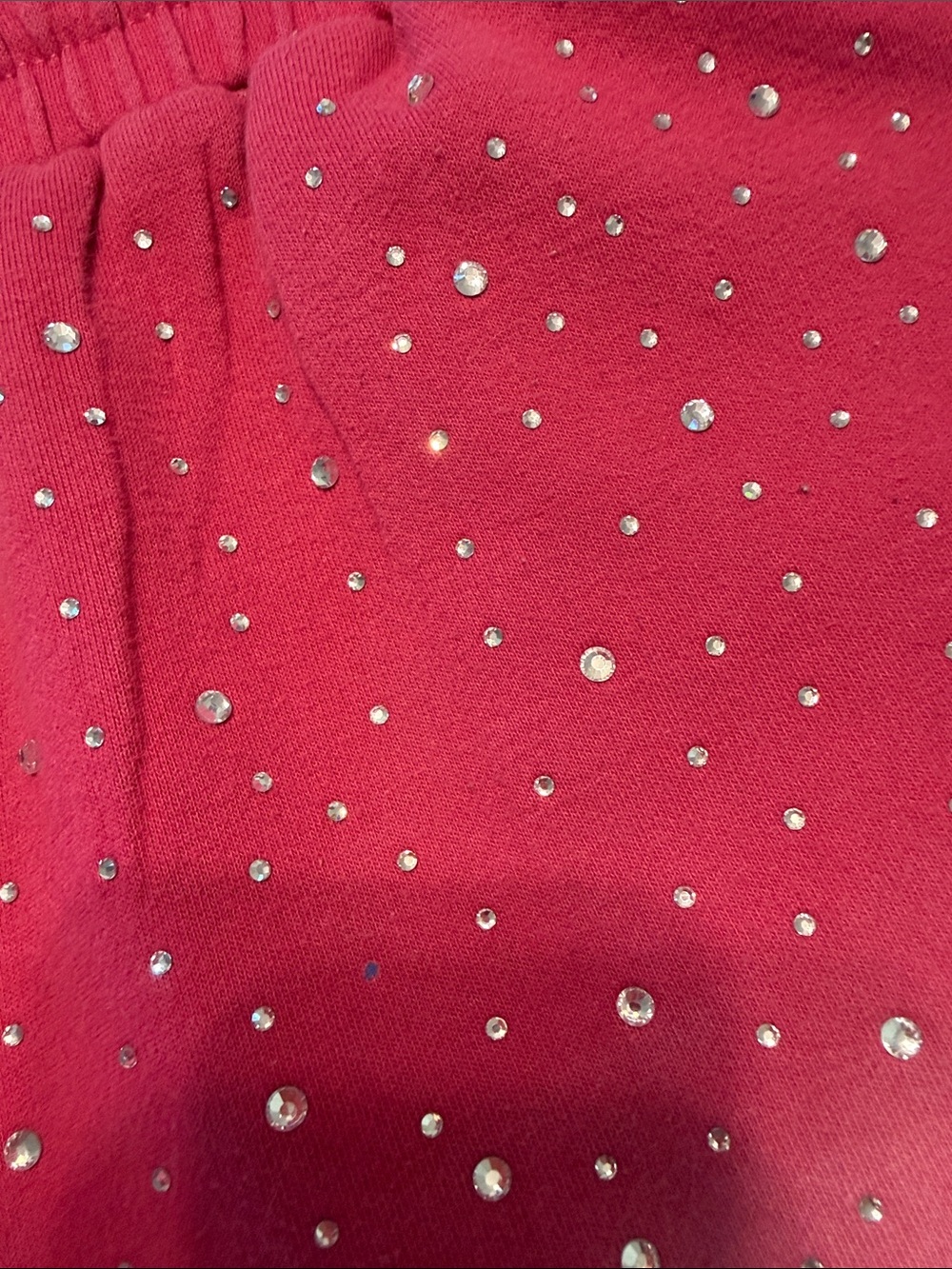 ROMWE Hot Pink Rhinestone Drawstring Athletic Shorts - Picture 4 of 5